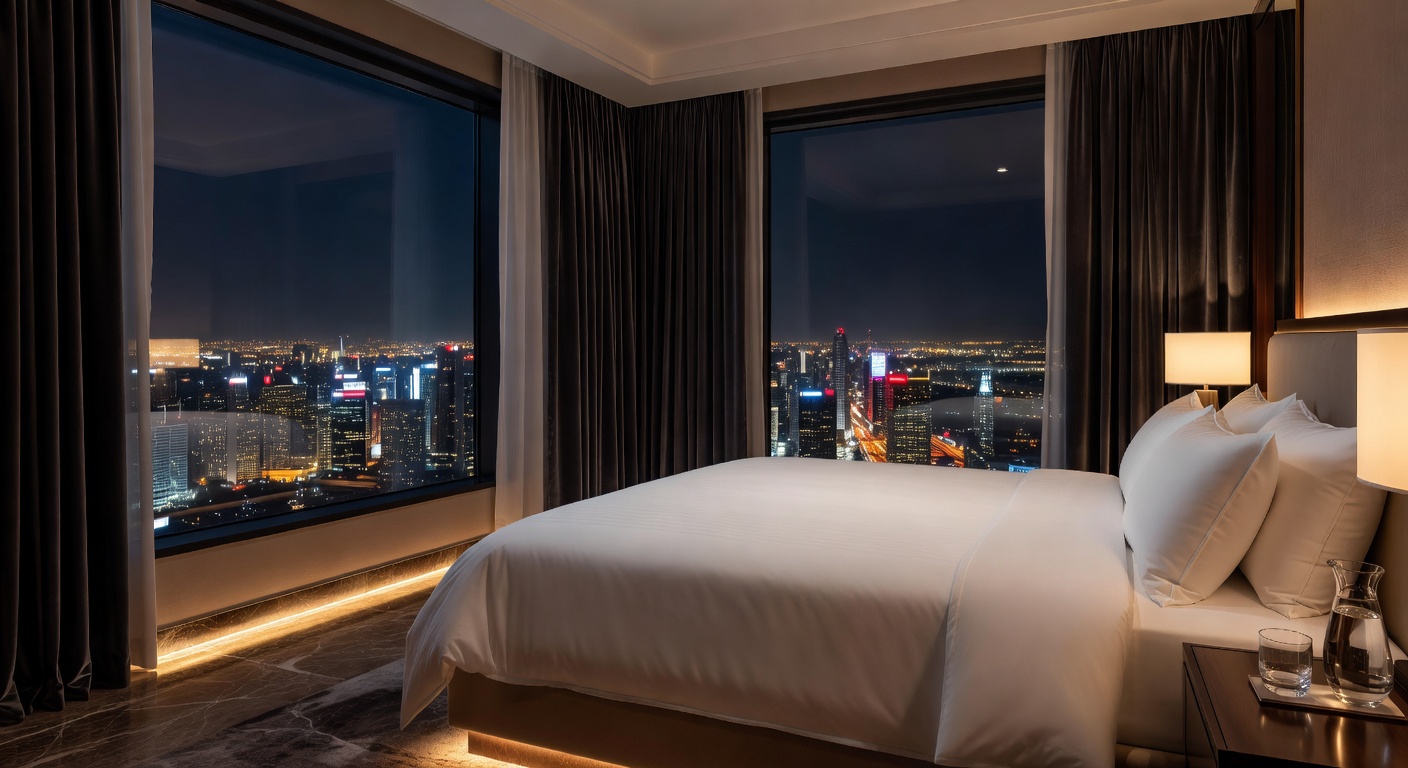 夜景を見渡すホテルスイート